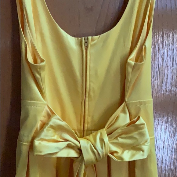 Wishes Satin Dress Yellow Empire Pleated Skirt - Picture 4 of 6